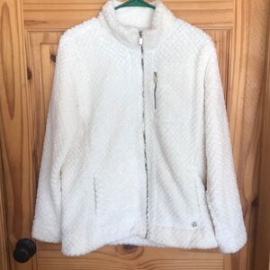 NWOT Calvin Klein Cream Teddy Jacket large womens soft zip up sweater cozy warm